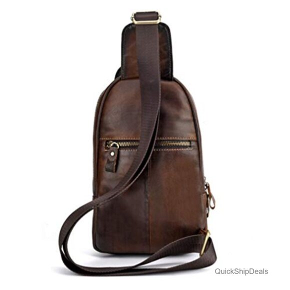 Genuine Leather Crossbody Sling Bag Daypack Backpack for Travel Outdoor main image 6